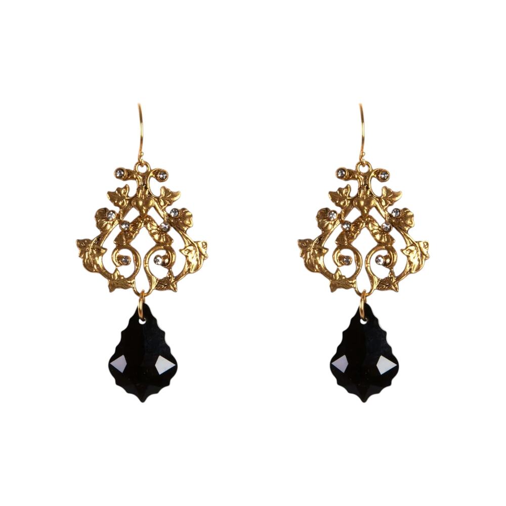VIRGINS SAINTS & ANGELS VSA Vine Drop Earrings in Gold & Jet